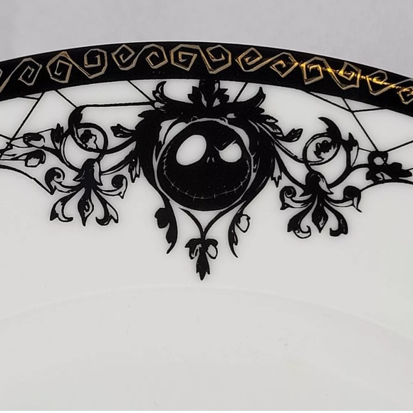 Disney Nightmare Before Christmas Jack & Sally Dinner Plate 10.5” Gold Rim Set 2 - Picture 7 of 7